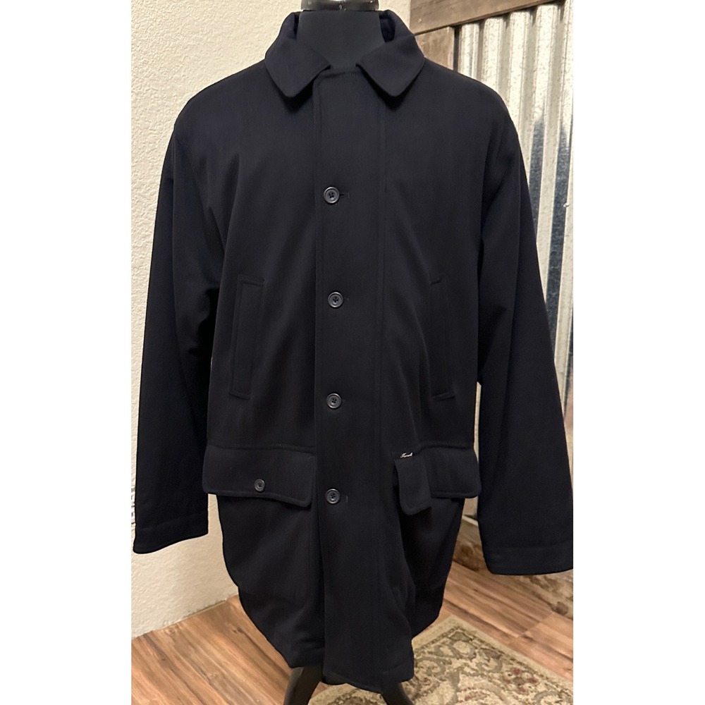 Faconnable Loro Piana Storm System Wool Coat Mens Large Black Field Jacket